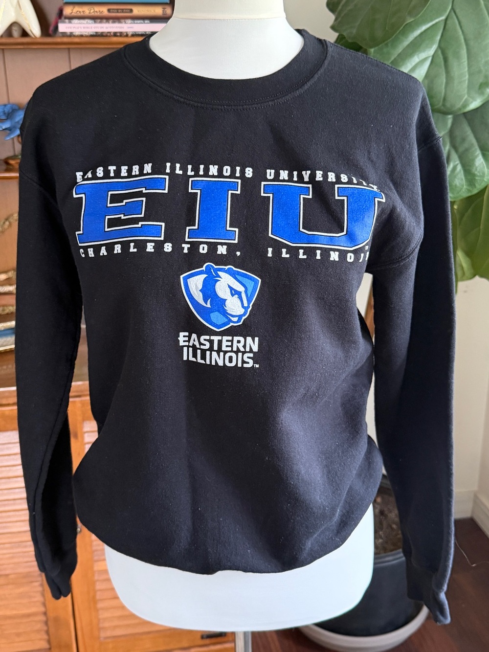 EIU Eastern Illinois University Black Graphic Crewneck Sweatshirt S